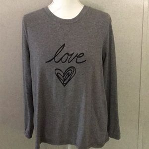 Any Body grey Love long sleeved tee shirt XS